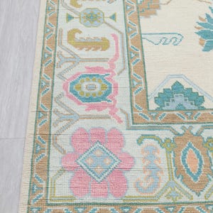 Modern Oushak Rug, Nursery Rug, Handmade Rug, Living Room Rug, Dining Room Rug, Grandmillenial Rug, Traditional Home, Wool Rug, Heirloom Rug image 2