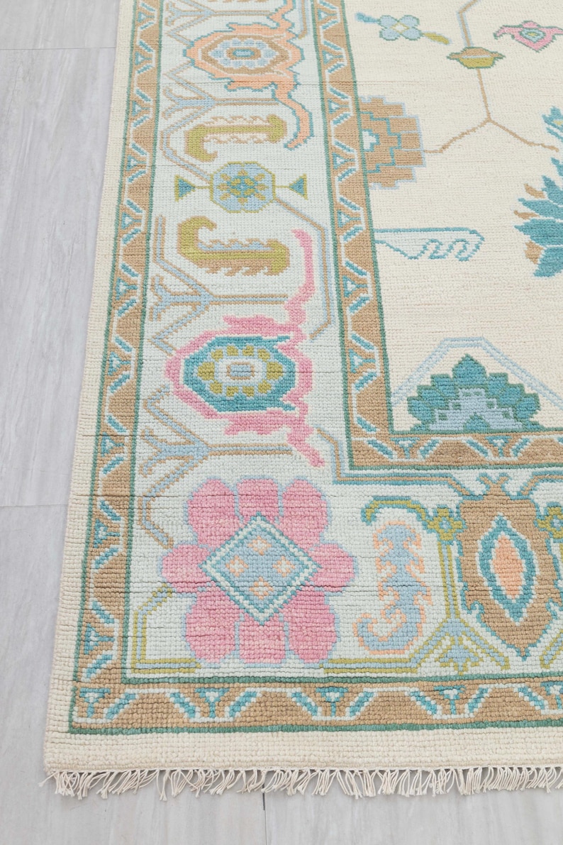 Modern Oushak Rug, Nursery Rug, Handmade Rug, Living Room Rug, Dining Room Rug, Grandmillenial Rug, Traditional Home, Wool Rug, Heirloom Rug image 2