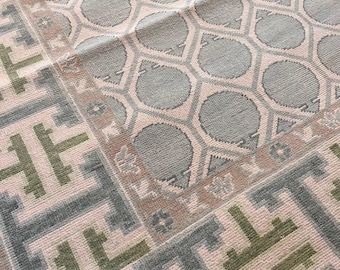 Modern Oushak Rug, Nursery Rug, Handmade Rug, Living Room Rug, Dining Room Rug, Grandmillenial Rug, Traditional Home, Wool Rug, Heirloom Rug