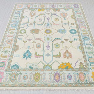 Modern Oushak Rug, Nursery Rug, Handmade Rug, Living Room Rug, Dining Room Rug, Grandmillenial Rug, Traditional Home, Wool Rug, Heirloom Rug image 3
