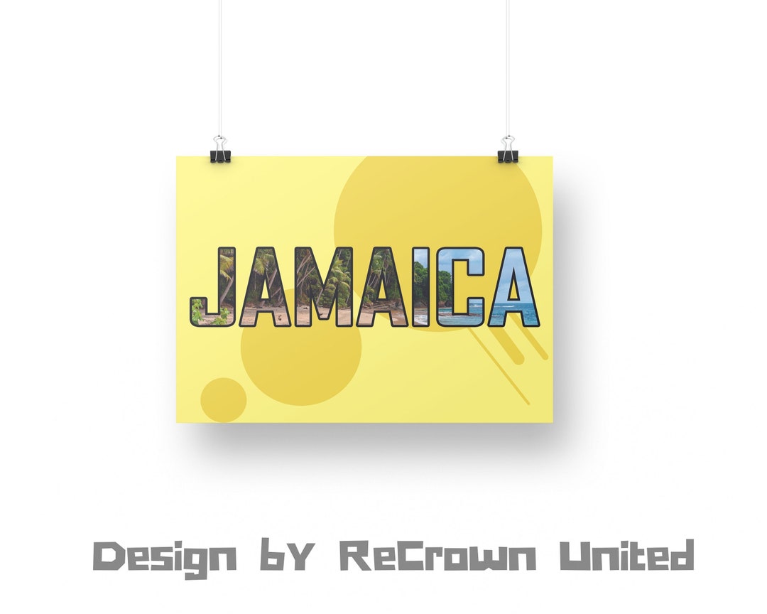 Jamaica Printable Text Frame, Jamaica Wall Art, Modern Abstract Wall