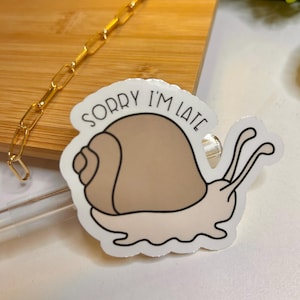 Sorry I’m Late Snail Sticker, Cute Snail Decal Sticker, Funny Vinyl Sticker, Meme-Inspired Design, Quirky Gift for Her, Kindle Stickers