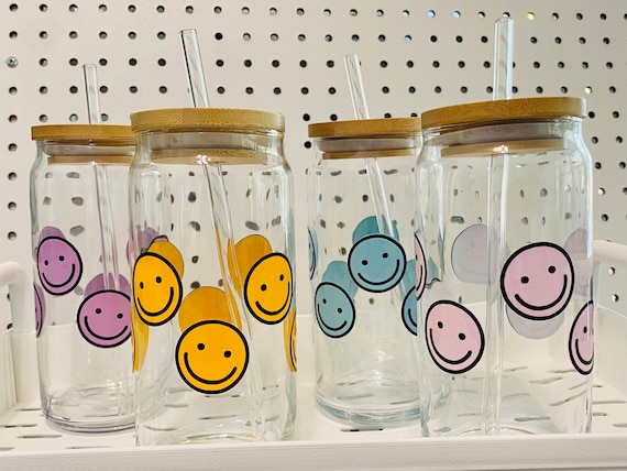 Retro Happy Smile Face Tumbler, Insulated Cup, Drinking Cups