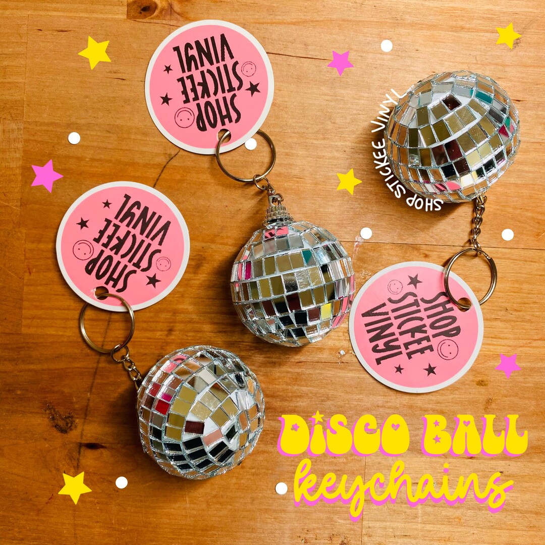 Mini Disco Ball Keychain Shiny Silver Disco Round Keychain Etsy