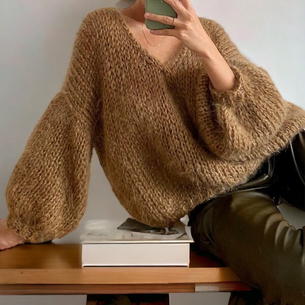 Hand Knitted Warm Sweater, Oversize Sweater, Loose Sweater, Fall Autumn Clothes, Handmade Clothing, Gift For Women, Knitwear
