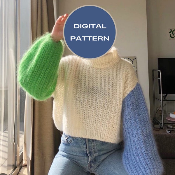 Knitting Pattern, Cozy Mock Neck Sweater, Beginner-Friendly, Instant Download