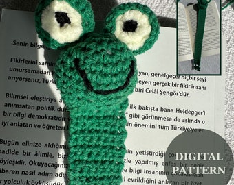 Segnalibro rana modello uncinetto, modello Amigurumi PDF, divertente modello rana Amigurumi, bookma facile per principianti