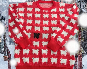 Prinses Diana Black Sheep Jumper, Unisex trui voor Kerstmis, zachte trui, Diana's Black Sheep Sweater, dames rode trui