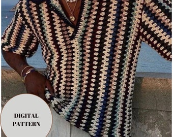 Button up top, Crochet Pattern, Shirt Summer Pattern, Crochet Pattern Mens, PDF only - Men/ Women/ Unisex crochet top