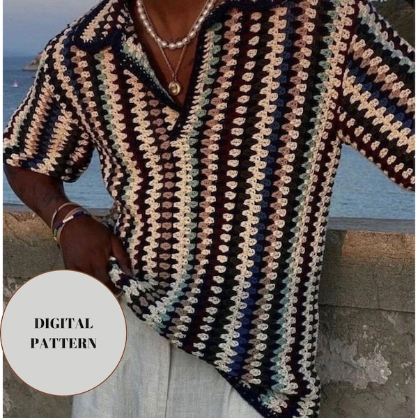 Button up top, Crochet Pattern, Shirt Summer Pattern, Crochet Pattern Mens, PDF only - Men/ Women/ Unisex crochet top