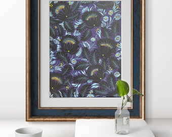 Pintura de Petrykivka: Arte acrílico de estilo folclórico sobre lienzo