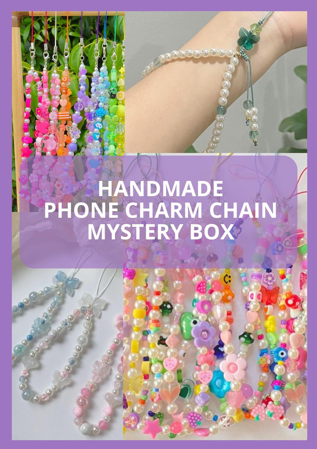 Mystery HANDMADE Charm Chain, Random Phone Charms, Surprise Bundle ...