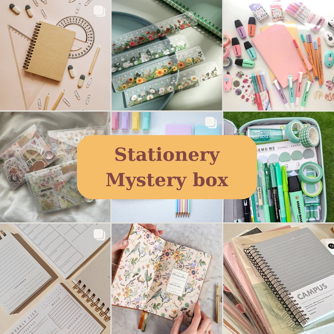 Stationery Mystery Box. Gift Box. Scrapbook. Surprise Box. Stickers