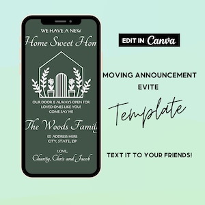 Moving Announcement Evite, New Home Postcard, New Address, We&#39;ve moved, Home Sweet Home, New Adventures, TEMPLATE