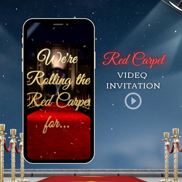 Red Carpet Video Invitation, Hollywood Birthday Invite, Video Evite, Sweet 16 Birthday, Any Age, Special Event Invite, Animated Invite, VIP