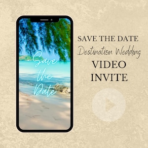 Animated Save the Date Wedding Video, Digital Save the Date, Destination Wedding Evite, Beach Wedding Invitation, Animated Card