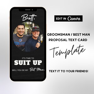 Carta di proposta digitale modificabile del Groomsman, Carta della proposta del miglior uomo, Sarai me Groomsman?, Carta di testo della proposta, Evite, Groomsman, Miglior uomo