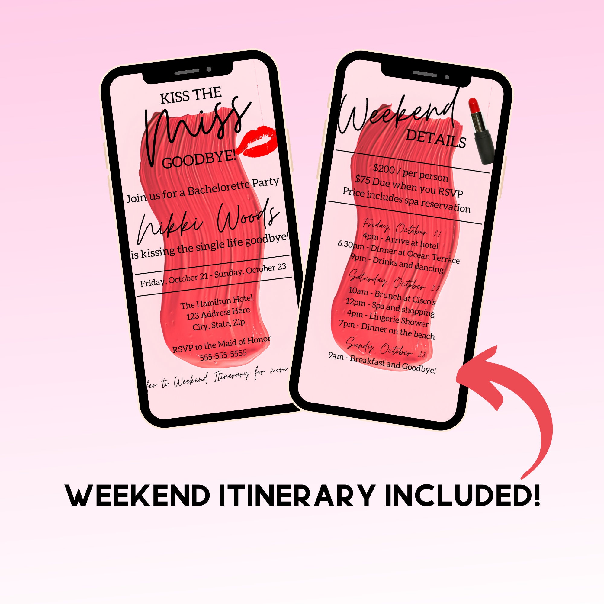 Evite Bachelorette Party
 Editable Bachelorette Party Evite Bachelorette Weekend Etsy
