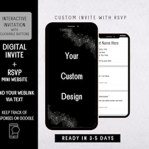 Custom Interactive Invitation With RSVP, Digital Wedding Invitation & Rsvp, Interactive Invitation with Rsvp, Mini Website, Wedding Evite