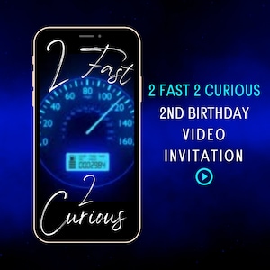 Video Birthday Invitation, 2 Fast 2 Curious, 2nd Birthday Invite, Racecar Theme Birthday Party, Animated Racecar Birthday Invitation, Evite