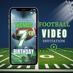 Football Birthday Video Invitation, Football Evite, Football Theme Party, Sports Theme Birthday, Any Age, Video Evite, Boys Birthday Invite