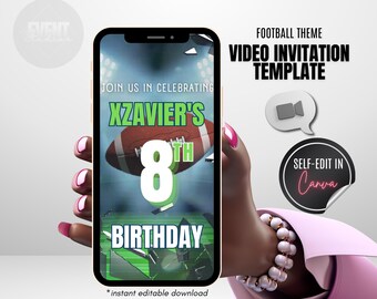 Football Birthday Video Invitation, Football Evite, Football Theme Party, Sports Theme Birthday, Any Age, Video Evite, Boys Birthday Invite