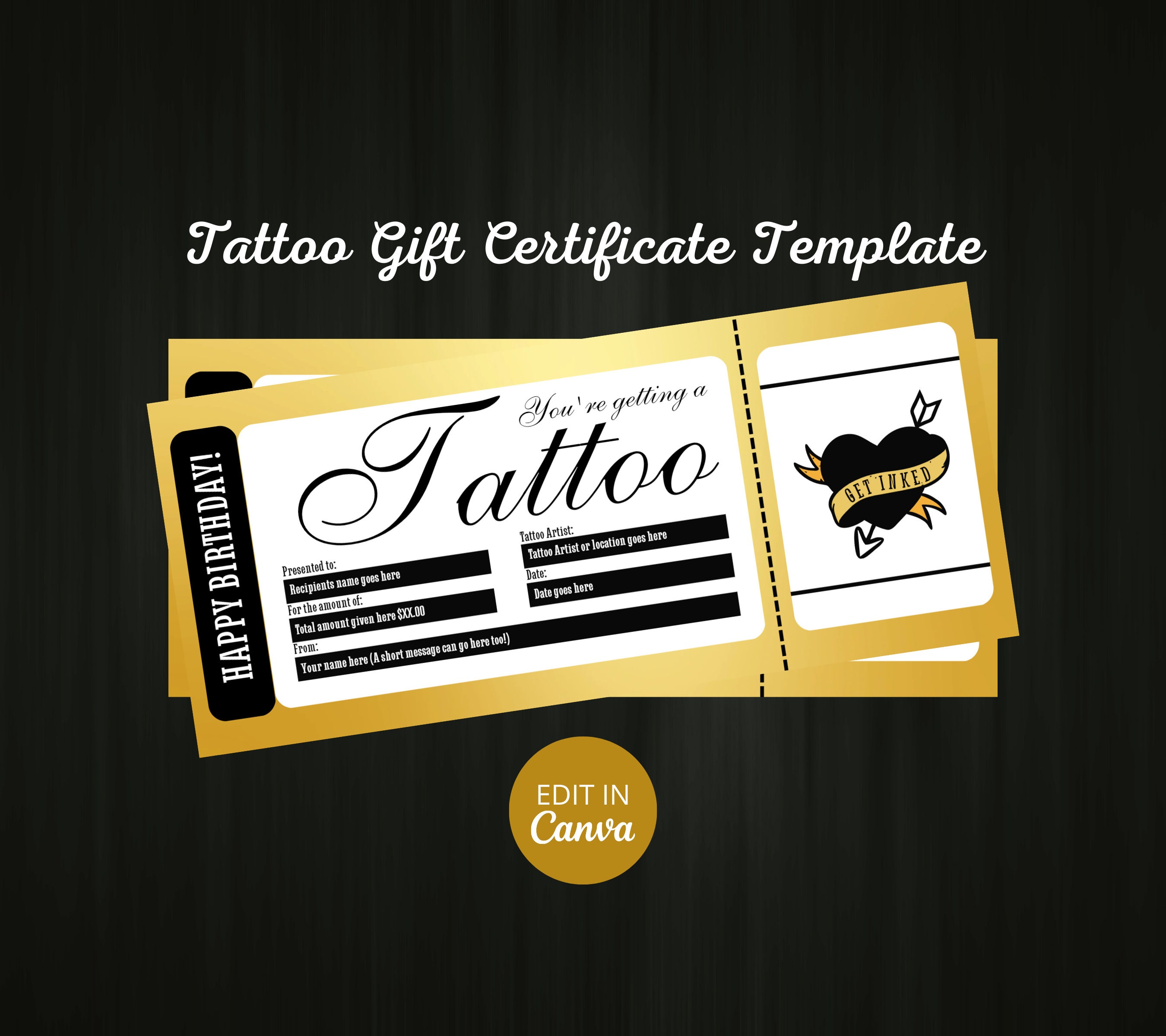 Tattoo Gift Certificate Template Free Tattoo Gift Certificate Template Free
