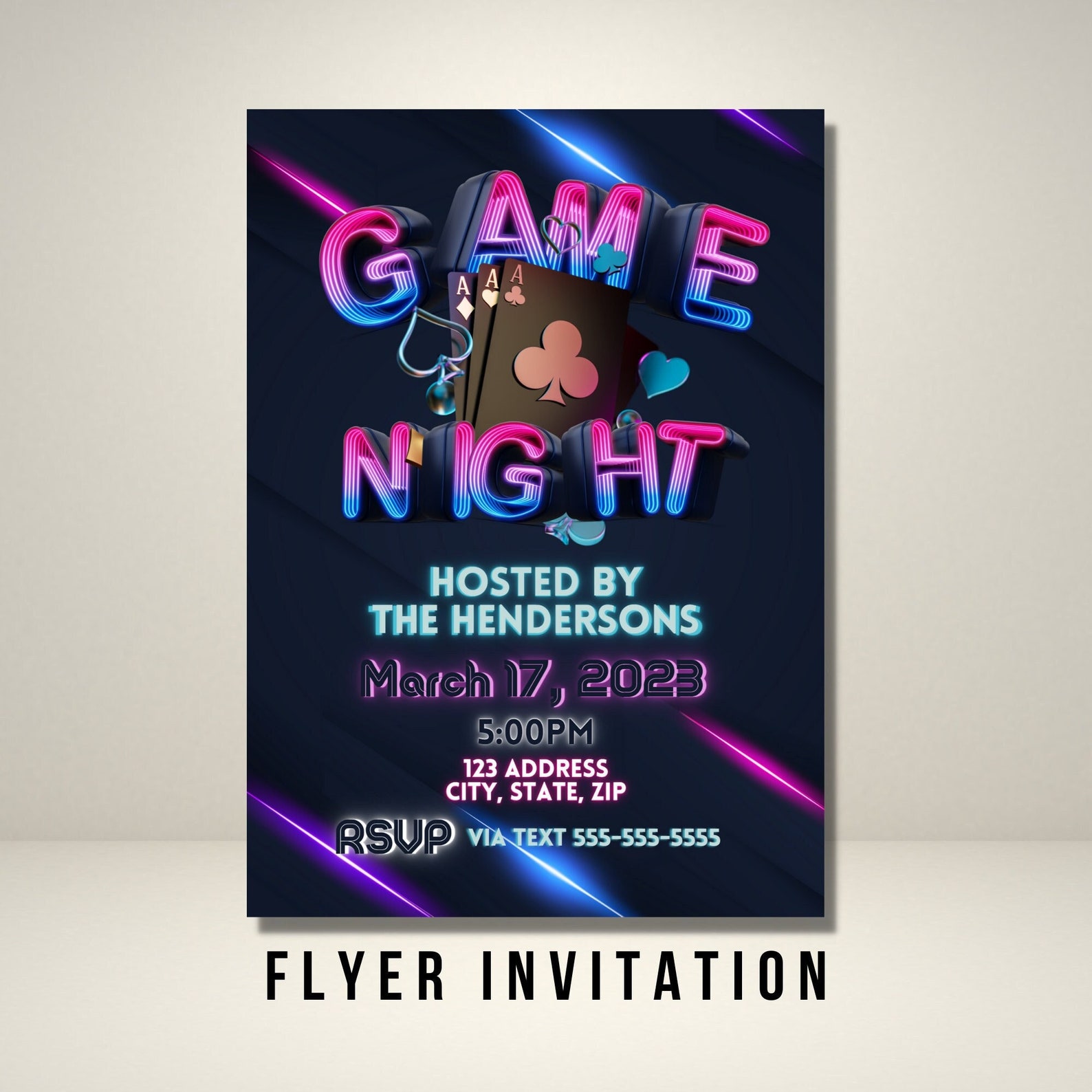 Custom Game Night Invitation, Game Night Flyer, Game Night Evite, Family Game Night, Adult Game