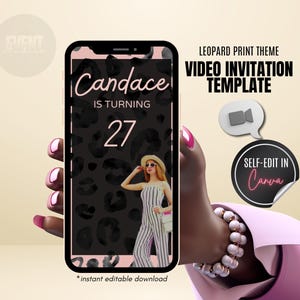 Animal Print Animated Birthday Invitation, Leopard Print, Cheetah Print, Invite With Photo, Video Invite, ANY AGE, Jungle Theme, Template