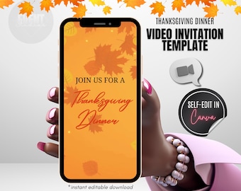 Thanksgiving Dinner Video einladen, Friendsgiving-Einladung, Thanksgiving-Dinner Evite, animierte Thanksgiving-Einladung, Thanksgiving-Evite