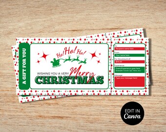 Certificado de regalo de Navidad imprimible, plantilla de certificado de regalo editable, certificado de regalo de Papá Noel, vale de regalo de Navidad, regalo de último minuto