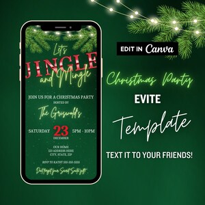 Jingle and Mingle Evite, Christmas Party Evite, Christmas Invite, Friendsmas Evite, Holiday Party Invite, Digital Invite, Editable Template