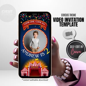 Circus Video Invitation, Circus Theme Birthday Party, Carnival Invitation, Circus Party Evite, Invitation With Photo, Animated Invite