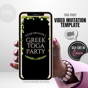 Greek Toga Party Video Invite, Toga Costume Party Invite, Animated Toga Party Invite, Rome Themed Birthday Party, Toga Birthday Invite
