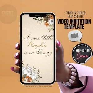 Pumpkin Baby Shower Video Invite, Sweet Little Pumpkin, Fall Baby Shower Video Invitation, Baby Shower Invite, Autumn Baby Shower, Evite