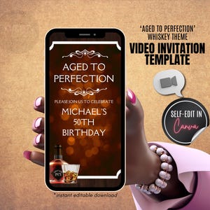 Aged To Perfection Birthday Video Invite, 50th Birthday Invite, Milestone Birthday, Whiskey Themed, Mens Birthday Invite, Video Template