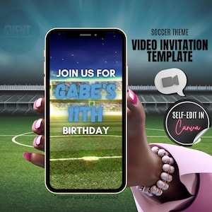 Soccer Birthday Video Invitation, Soccer Evite, Soccer Theme Party, Sports Theme Birthday, Any Age, Video Evite, Boys Birthday Invite