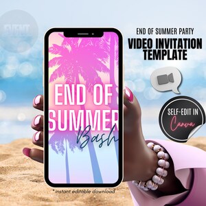 VIDEO End of Summer Bash Invite, Summer Party Invite, Animated Summer Party Invite, Pool Party, Beach Party, Backyard Party, Video Evite