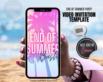 VIDEO Einde zomerfeest uitnodigen, zomerfeestje uitnodigen, geanimeerd zomerfeestje, zwembadfeest, strandfeest, achtertuinfeest, video-avond