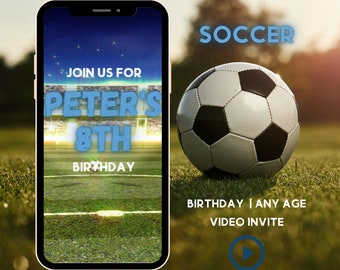 Soccer Birthday Video Invitation, Soccer Evite, Soccer Theme Party, Sports Theme Birthday, Any Age, Video Evite, Boys Birthday Invite
