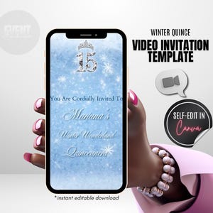 Winter Wonderland Video Invite, Winter Quinceanera Invite, Sweet 15 Invite, Mis Quince Invite, Snowflake Invite, Animated Invitation