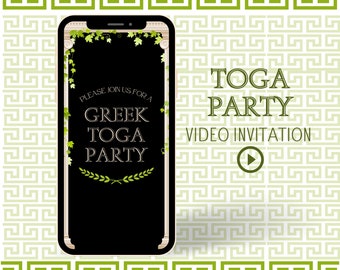 Greek Toga Party Video Invite, Toga Costume Party Invite, Animated Toga Party Invite, Rome Themed Birthday Party, Toga Birthday Invite