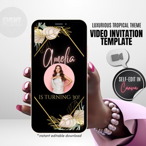Tropical Birthday Video Invite, Animated Birthday Invite, Invite With Photo, Video Evite, Any Age Invite, Any Event Invite, Video Template