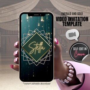 Birthday Video Invite, Animated Birthday Invite, Video Evite, Birthday Celebration, ANY AGE, Emerald and Gold Invite, Animated Video Invite