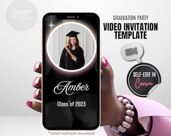 Graduation Video Invite, Animated Invitation, Grad Party Invite, High School Graduation, College Graduation, Video Invitation Template