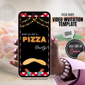 Pizza Party Video Invitation, Pizza Theme Party, Birthday Invitation, Pizza Party Evite, Video Evite, Pizzeria Invitation, Video Template