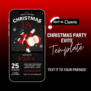 Editable Christmas Party Evite, Holiday Party Invite, Friendsmas Party, Funny Santa, Electronic Card, Text Invitation, Template