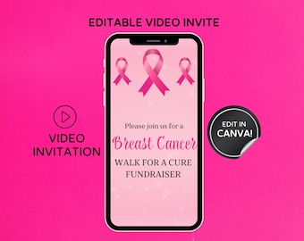 Editable Breast Cancer Fundraiser Video, Breast Cancer Event, Walk For A Cure Fundraiser, Breast Cancer Flyer, Breast Cancer Awareness Month