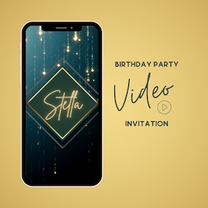 Birthday Video Invite, Animated Birthday Invite, Evite, Birthday Celebration, ANY AGE, Emerald, Gold, Custom Animated Video Invitation