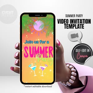 Summer Party Video Invitation, Pool Party Invite, Summer Bash Invite, End of Summer Party, BBQ Party, Summer Theme Evite, Animated Invite